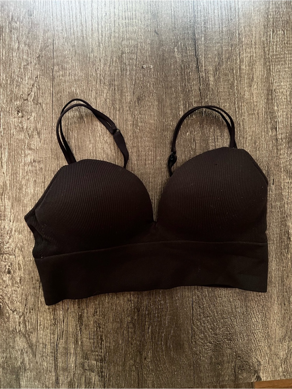 No Boundaries Black Ribbed Longline Bralette